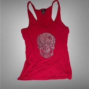 Rue21 Red Tank Top with Skull Design